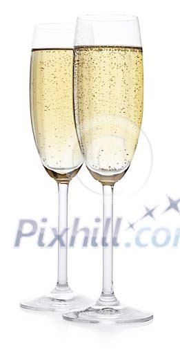 Clipped two champagne glasses