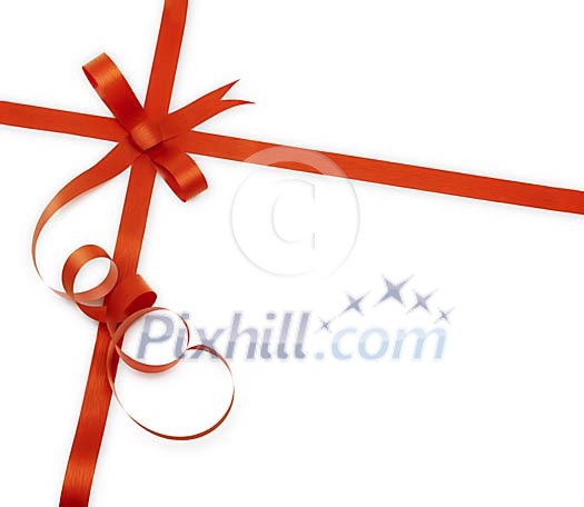 Clipped red Christmas ribbon Clipped red Christmas ribbon