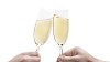Clipped hands holding champagne glasses