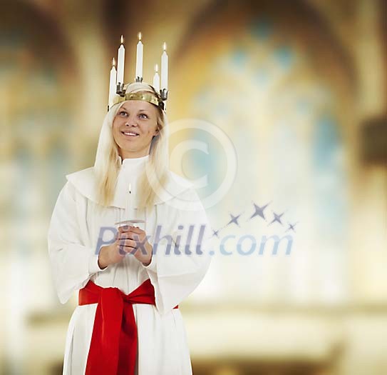 Girl at the church on St. Lucy´s Day Girl at the church on St. Lucy´s Day