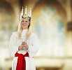 Girl at the church on St. Lucys Day