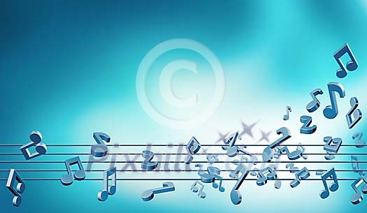 Musical notes on a blue background