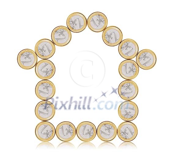Clipped house made of euro coins Clipped house made of euro coins