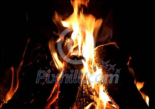 Burning campfire background