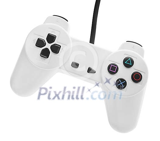Clipped white game console