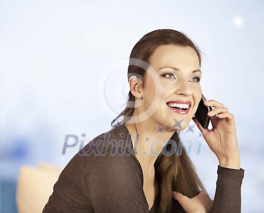 Pretty girl talking on the phone Pretty girl talking on the phone