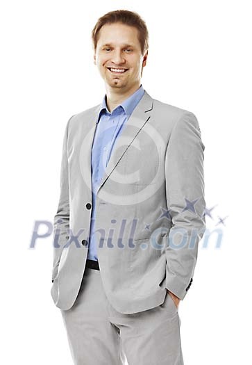 Clipped man standing with hands in the pocket