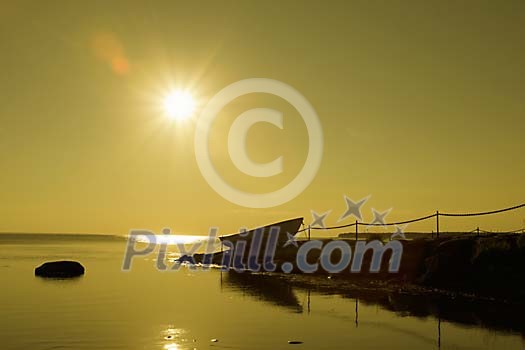 Boat on the pier in the evening