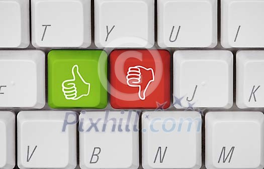 Like and dislike buttons at the keyboard Like and dislike buttons at the keyboard