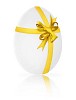 Clipped white easter egg with yellow ribbon