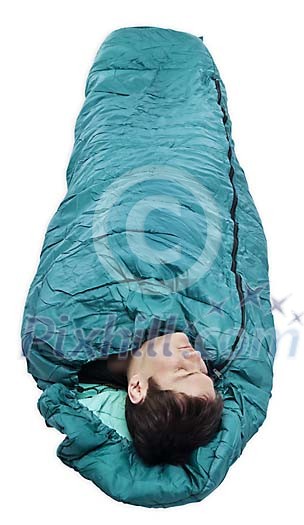 Clipped man in the sleeping bag