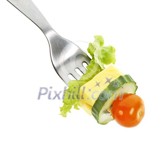 Fork with healthy food