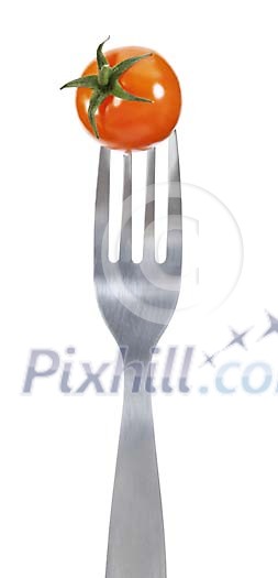 Clipped fork with a tomato