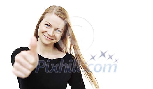 Woman giving a thumb up