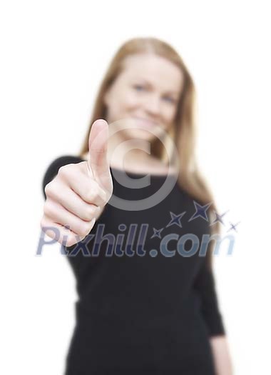 Thumb up from a pretty woman Thumb up from a pretty woman