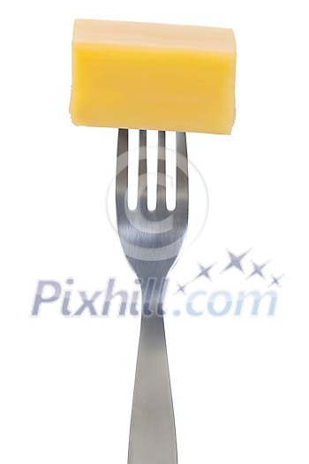 Clipped fork with a slice of cheese