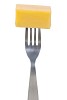 Clipped fork with a slice of cheese