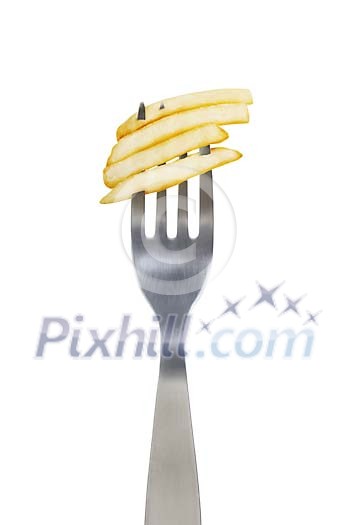 Clipped fork with french fries Clipped fork with french fries