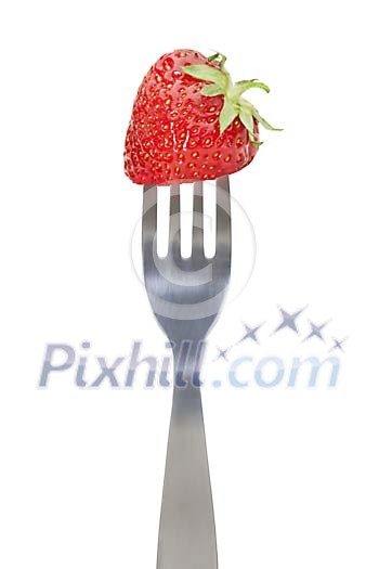 Clipped fork with a strawberry Clipped fork with a strawberry