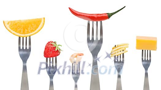 Forks with different food Forks with different food