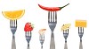 Forks with different food