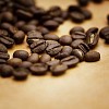 Closeup of a coffee beans on a brown paper