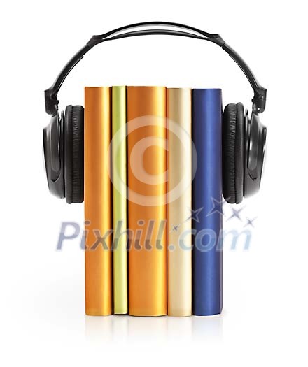 Clipped books with headphones