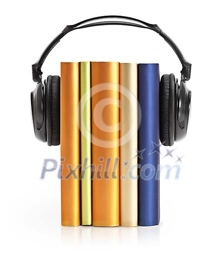 Clipped books with headphones Clipped books with headphones