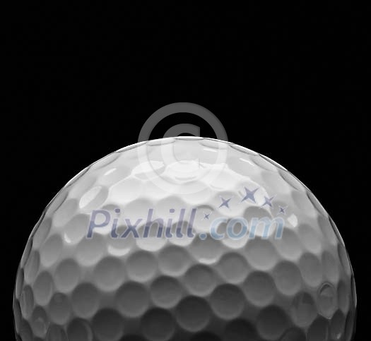 Golfball on a dark blackened background