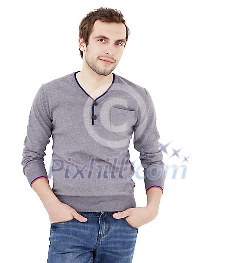 Clipped casually dressed man standing Clipped casually dressed man standing