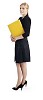 Clipped businesswoman holding a yellow folder