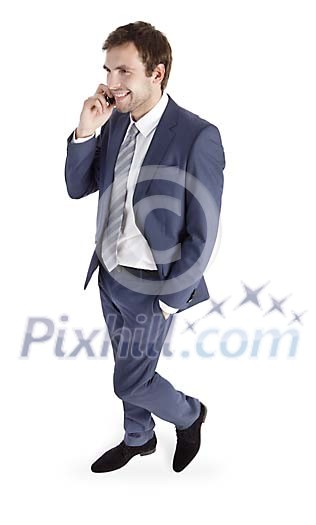 Clipped businessman talking to a phone Clipped businessman talking to a phone