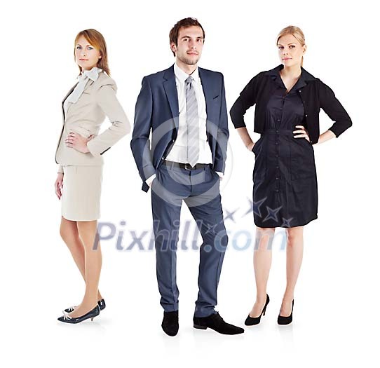 Clipped business themed man and women