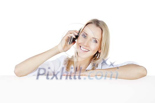 Clipped woman talking to her phone