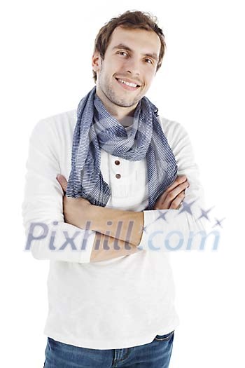 20-30 year old man standing and smiling to camera