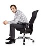 Isolated man sitting in an office chair