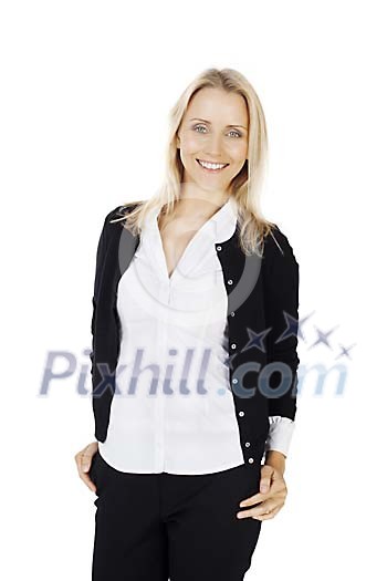 Portrait of a smiling woman isolated on white
