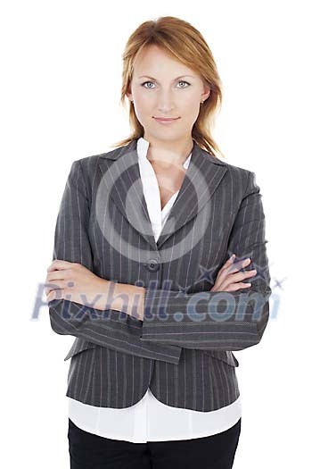 Determent businesswoman looking at you