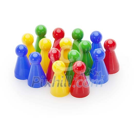 Different coloured game pieces