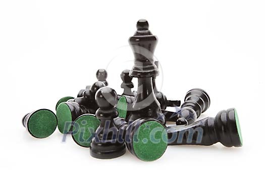 Different black chess pieces