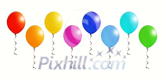 Row of different coloured balloons Row of different coloured balloons