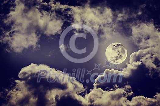 Full moon with clouds