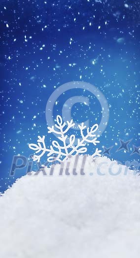 Big snowflake on top of a pile of sow Big snowflake on top of a pile of sow
