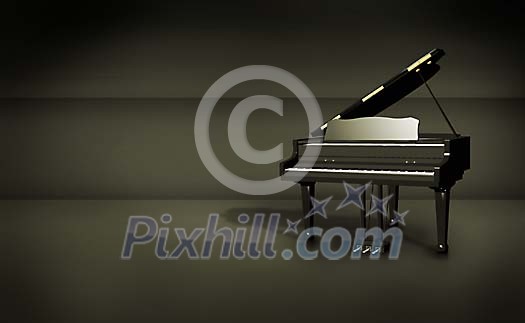 Piano on a dark background