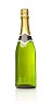 Green champagne bottle on a white background