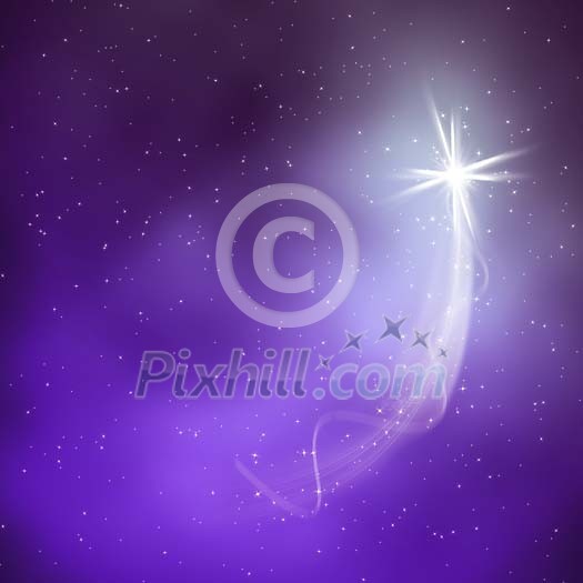 Bright star in the purple sky