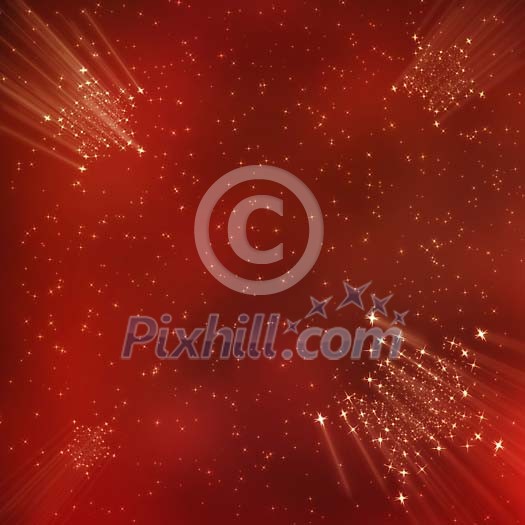 Stars shining on a red background