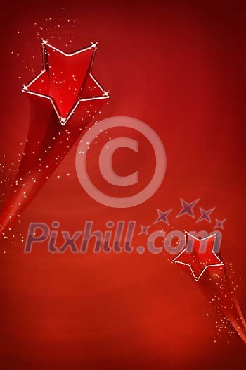 Flying stars on a red background