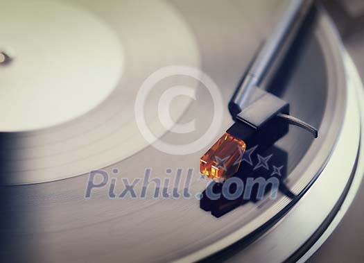 Vinyl player playing