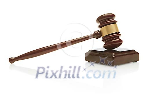 Court gavel on a white background
